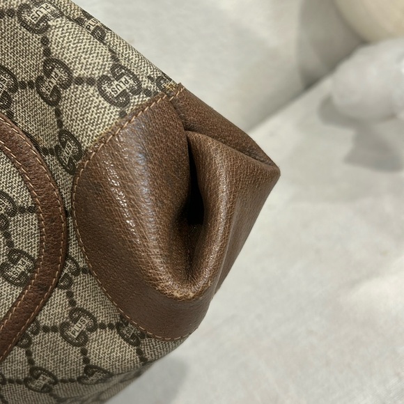 GUCCI GG Plus Canvas Web Sherry Line  Bag PVC Beige Green Red Authentic - Picture 5 of 15